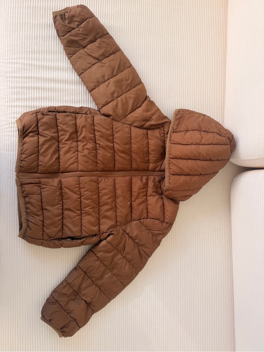 H&M Kids Hooded Puffer Jacket in Brown